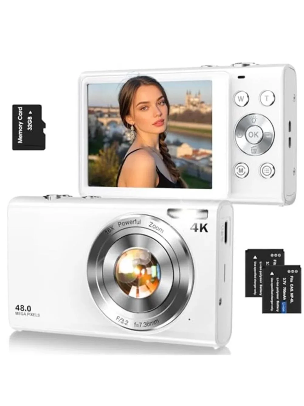 Digital Camera,Autofocus 4K Vlogging Camera for Photography with 32GB Card